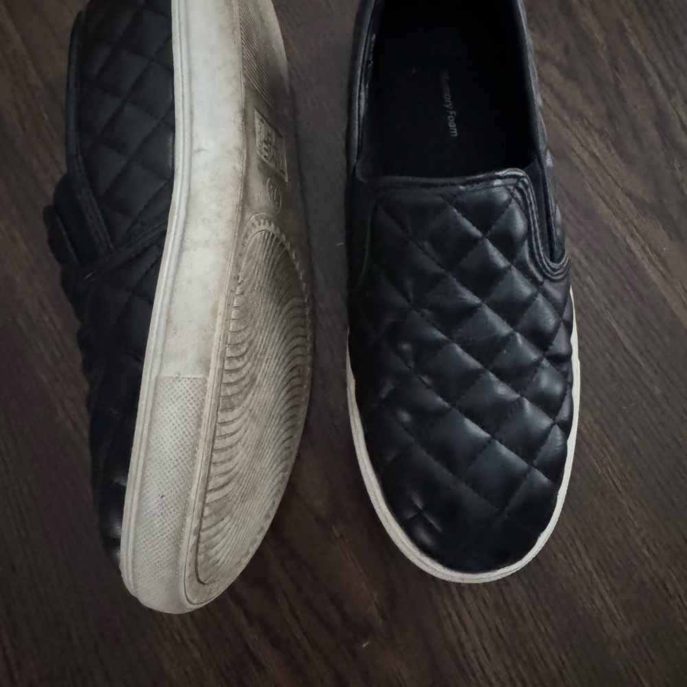 Time and Tru Black Quilted Slip-On Shoes